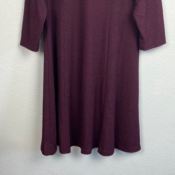 NWT Coldwater Creek Women's Blackberry Color Textured 3/4 Sleeve Dress Size 18 - Picture 2 of 7